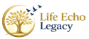 Life Echo Legacy logo with a golden tree and elegant typography.